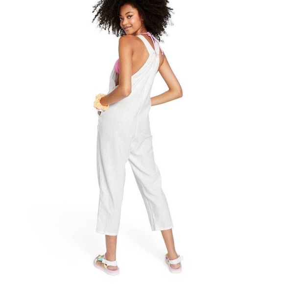 RARE Stoney Clover + Target Collab // White Linen Overalls with gold hardware. - Picture 2 of 6